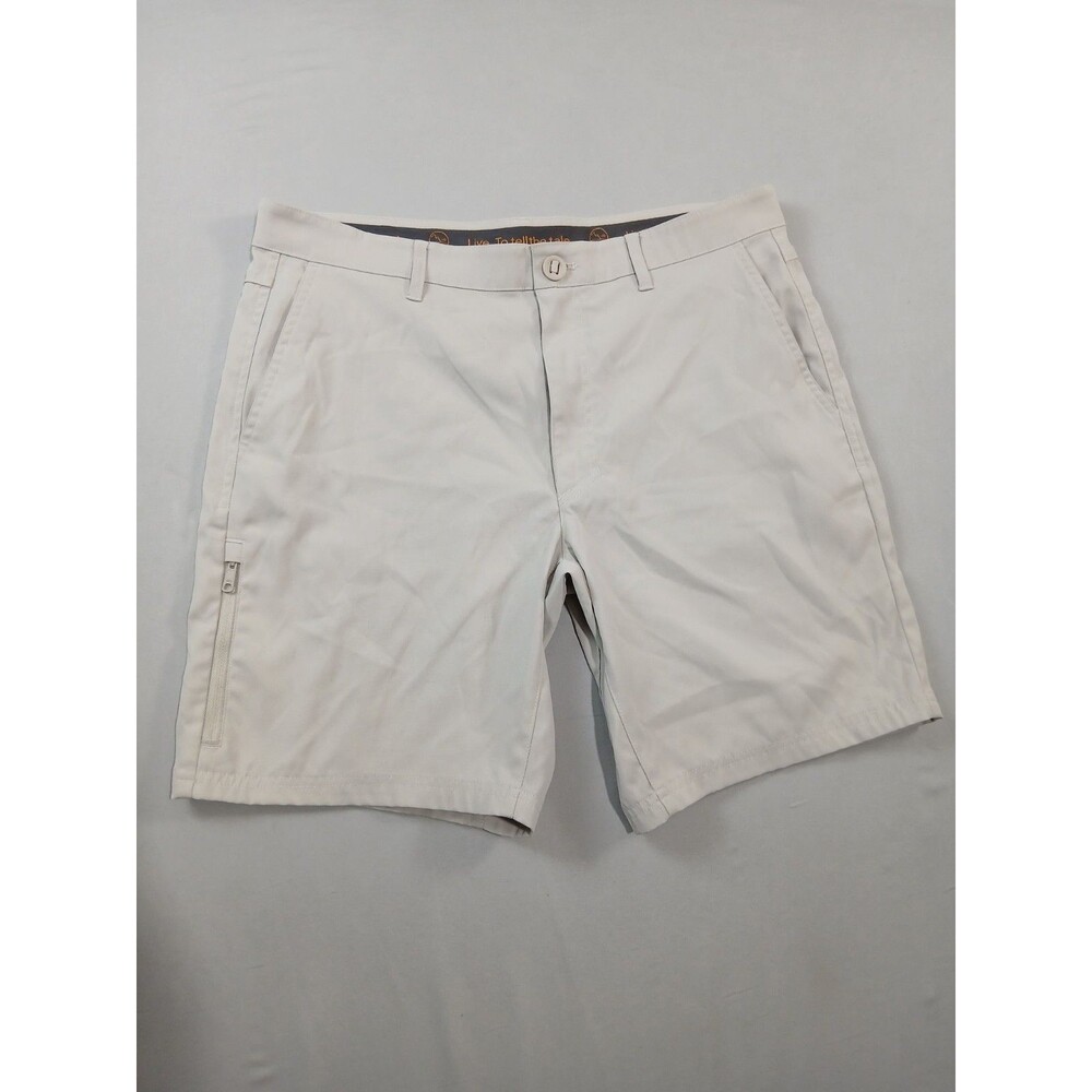 Travelsmith Mens Golf Travel Shorts Size 34 Stone Beige Sorona Stretch Zip...